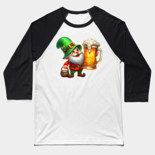 St Patricks Day Gnome Drinking Beer Baseball T-Shirt